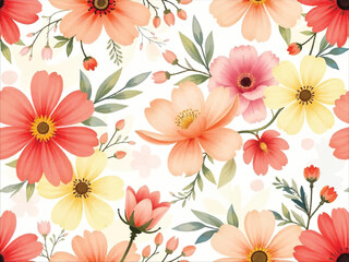 cute flower pattern, watercolor floral seamless pattern design