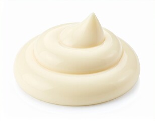 Swirl of creamy white mayonnaise or sauce with pointed peak isolated
