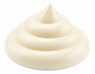 Swirl of creamy white mayonnaise or sauce with pointed peak isolated on white background.
