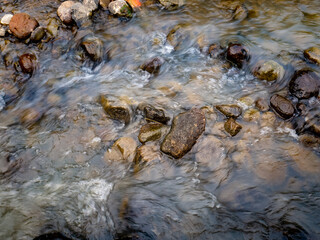 A small Stream of Water Flowing Over Rocks