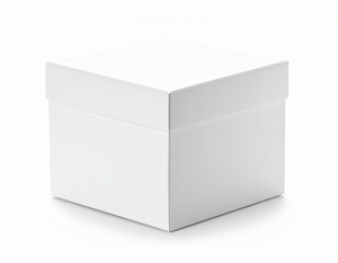 Plain white cube box with minimal design isolated on white background
