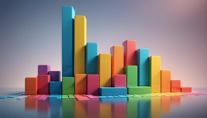 a vibrant 3D bar graph made of colorful blocks