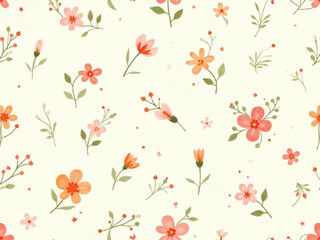 seamless pattern with red flowers