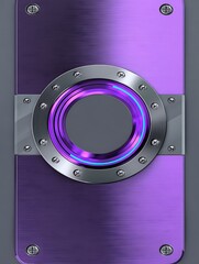 Futuristic Purple Metal Plate with Circular Design