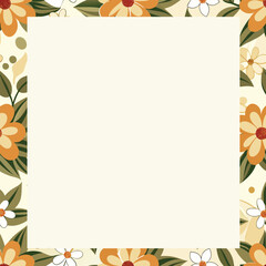 Obraz premium Photo frame with a square in the center and a floral background for decorating photos.