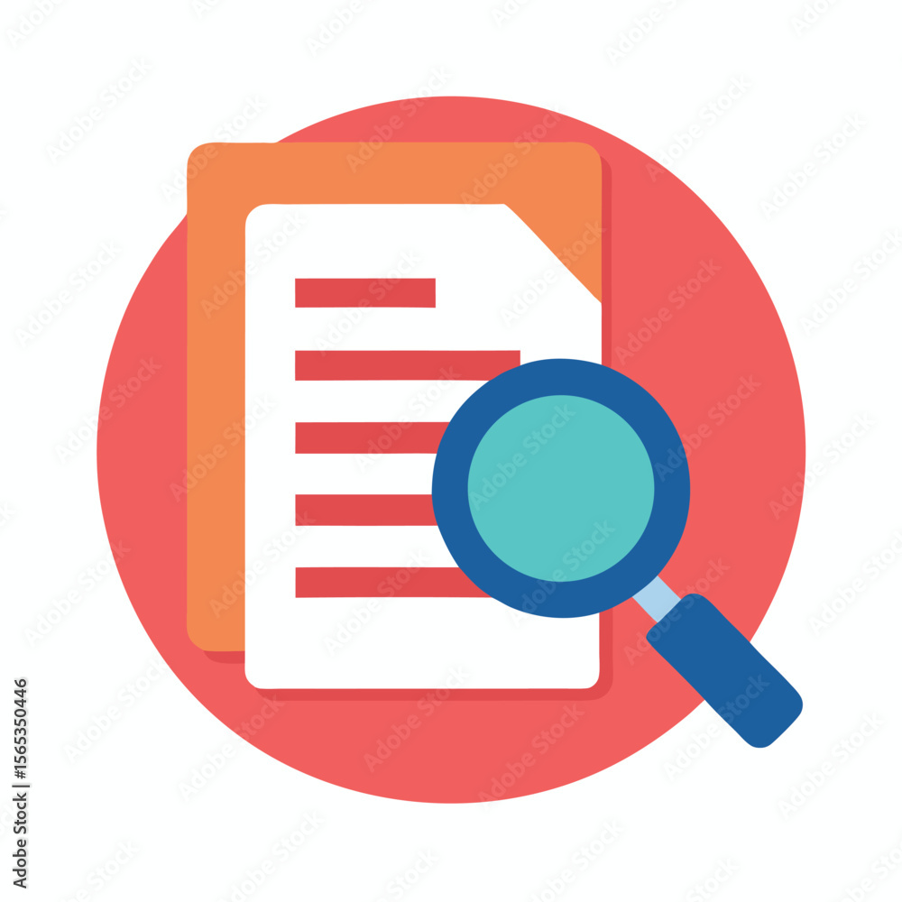 Fototapete flat design document search icon for website and app