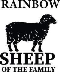 Minimalist Pride Typography, Calligraphy Pack Vector Illustration for, Rainbow Sheep of the Family