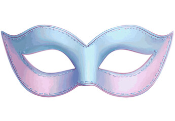 Elegant light blue and pink masquerade mask with subtle stitching, perfect for mysterious, festive, or theatrical themes, evoking a sense of carnival and glamour
