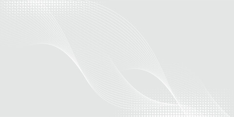 Futuristic gray white abstract background. shining wave lines pattern for banner, wallpaper, cover. Vector illustration