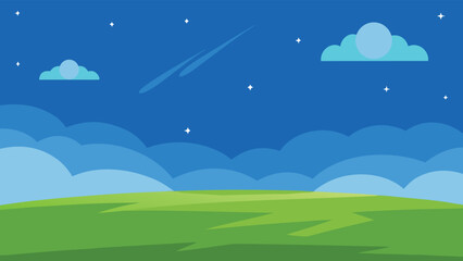 Obraz premium Open Sky Field Landscape Illustration for Backgrounds