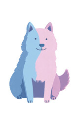 Cute half-pink, half-blue dog illustration, creating a whimsical and unique pet-themed design perfect for children's content, gender reveal, or playful animal concepts
