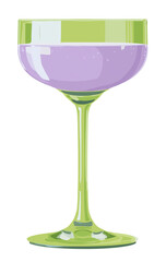 Elegant lavender cocktail in a stylish green coupe glass, perfect for illustrating luxurious drinks, sophisticated parties, or refreshing beverages for upscale events