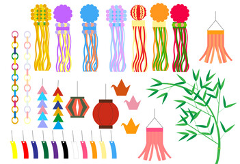 vector illustration of a set of tanabata decoration.
