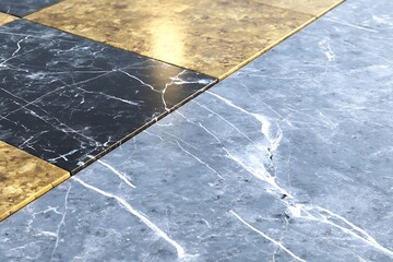 Checkered marble floor tiles