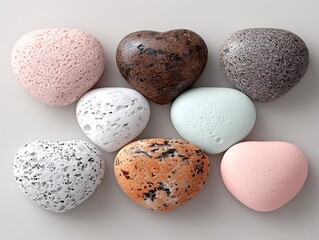 Heart-shaped stones arranged in a pattern