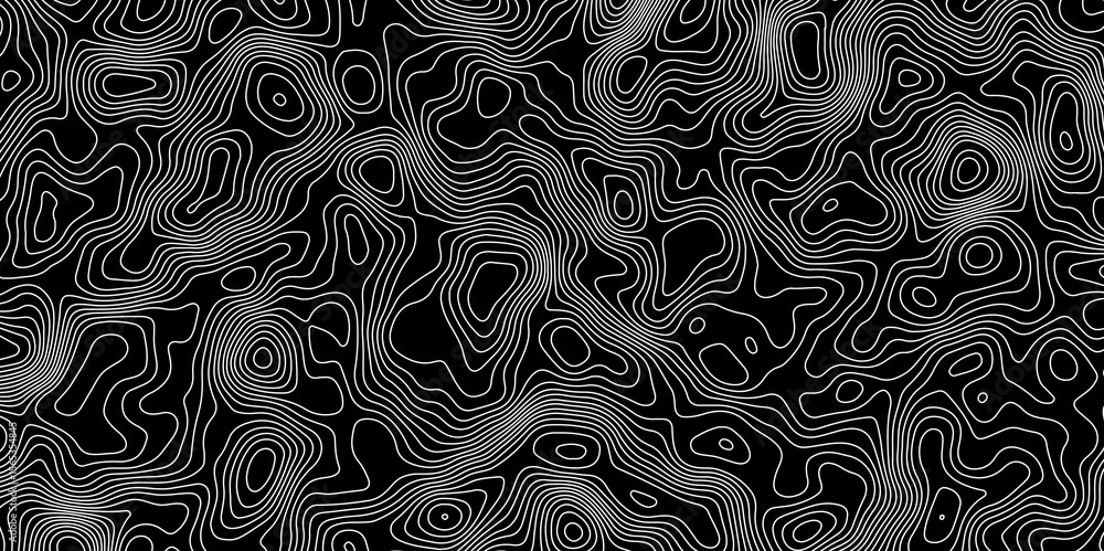 Poster black abstract topographic map with white contour lines design element for modern and minimal graphi