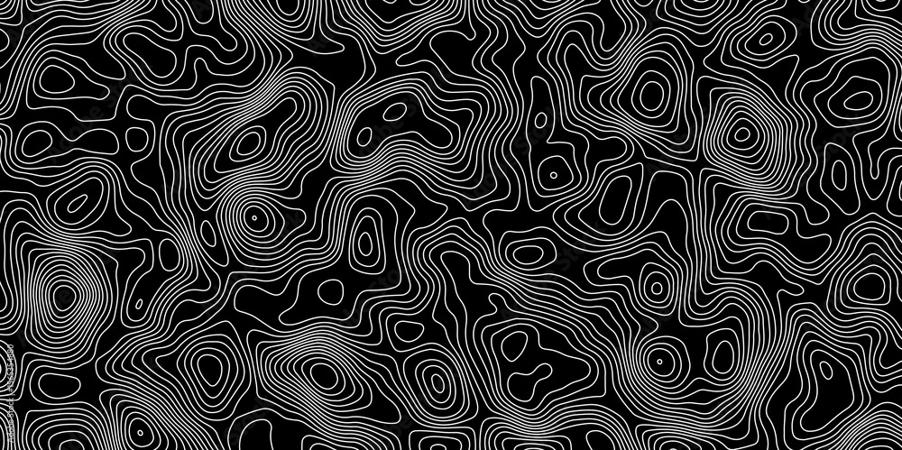 Poster black abstract topographic map with white contour lines design element for modern and minimal graphi