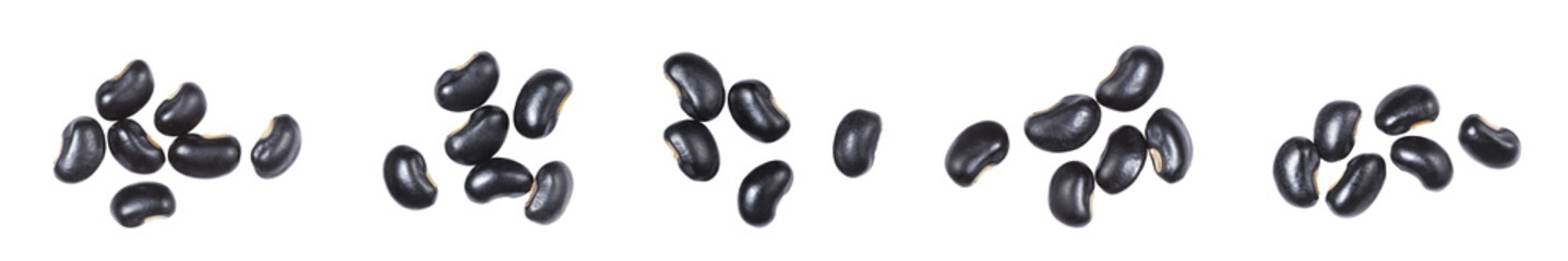 Black beans. Isolated on white background. Top view.