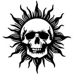 Skull sun silhouette