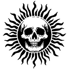 Skull sun silhouette