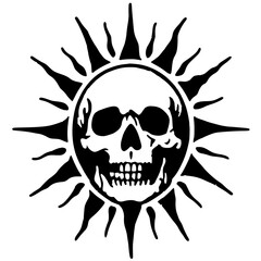 Skull sun silhouette