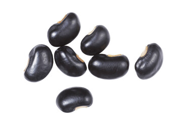 Black beans. Isolated on white background. Top view.