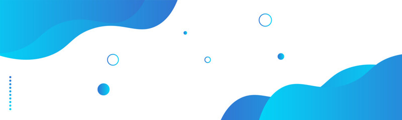 Modern abstract vector with flowing blue wave shapes and scattered circular elements on a white background. Clean and minimal design, ideal for web headers or tech backgrounds.
