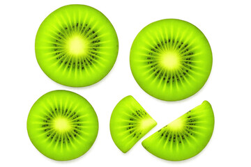 Fototapeta premium Kiwi slices with visible seeds and juicy pulp create a vibrant and refreshing image, perfect for food and beverage projects
