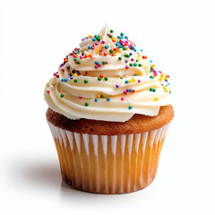cupcake with icing and sprinkles