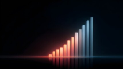 Fototapeta premium upward trend bar graph showing growth in a business or project with a modern design, black background