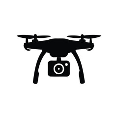 Black silhouette of a drone with camera for aerial photography illustration