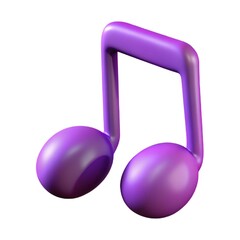 3D Render:  Vibrant Purple Music Note Icon, Glossy, Modern, Playful Design Element