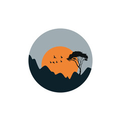 mountain sunset and sunrise Art & Illustration