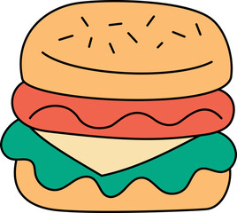 Burger Watercolor Style Illustration