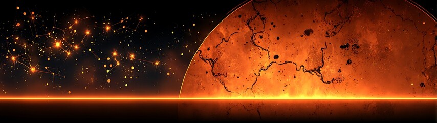 Fiery Planet with Cosmic Debris