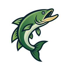 Obraz premium Pike or Bass Fish with Open Mouth in Shaded Drawing