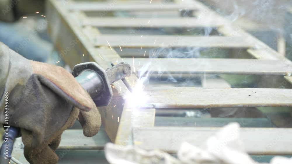 Poster masterful welder at work - precision and control on display