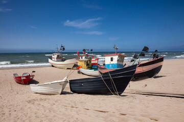 Fototapeta premium Kutry rybackie Dąbki, port rybacki