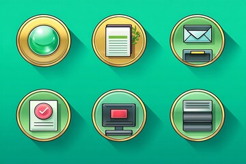 Office tools icons on a teal background