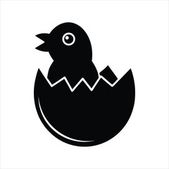 Chick Emerging from Egg Silhouette Art