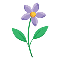 Flowers leaves  flat design on white background isolated