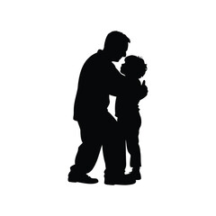 Silhouette of a Father Embracing His Young Child in a Tender Moment