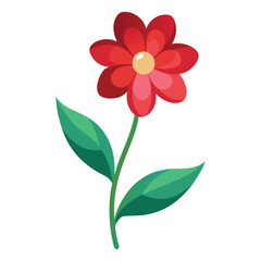 Flowers leaves  flat design on white background isolated