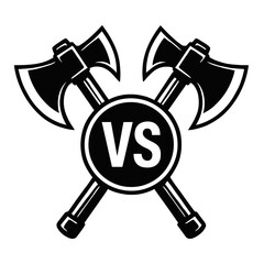 Crossed Axes with 'VS' Symbol - Ideal for Combat Sports and Rivalry Concepts