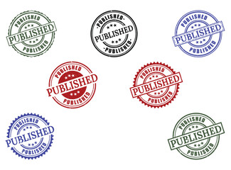 Collection of published stamp designs for branding and marketing materials vector