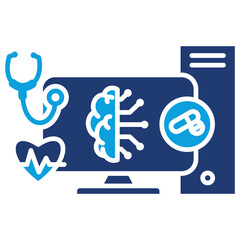 Health Monitoring Flat Blue Icon