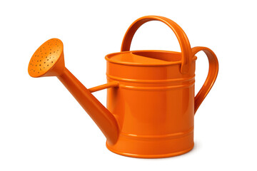 Orange watering can isolated on transparent background, ideal for watering plants and gardening
