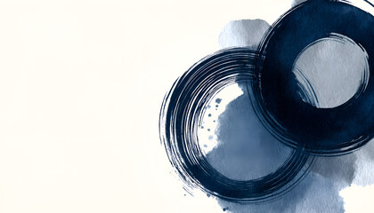 Abstract Watercolor Circles in Indigo and Cerulean