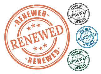 Renewed stamp vector graphic for business approval and validation designs authentic seals and marks