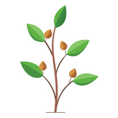 Flowers leaves  flat design on white background isolated